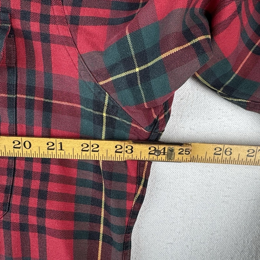 90's Vtg Polo Ralph Lauren Tartan Plaid Wool‎ Blend Flannel Shirt Men's M Red - Picture 11 of 14